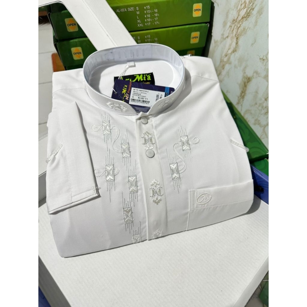 baju Koko almia panjang putih premium 100% almia original