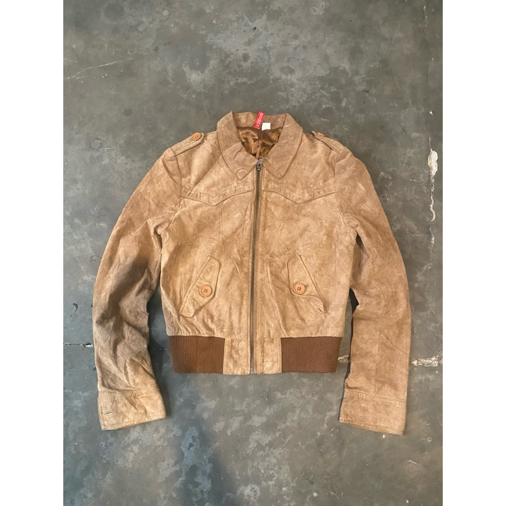 ploved leather jacket suede H&M second vintage bomber