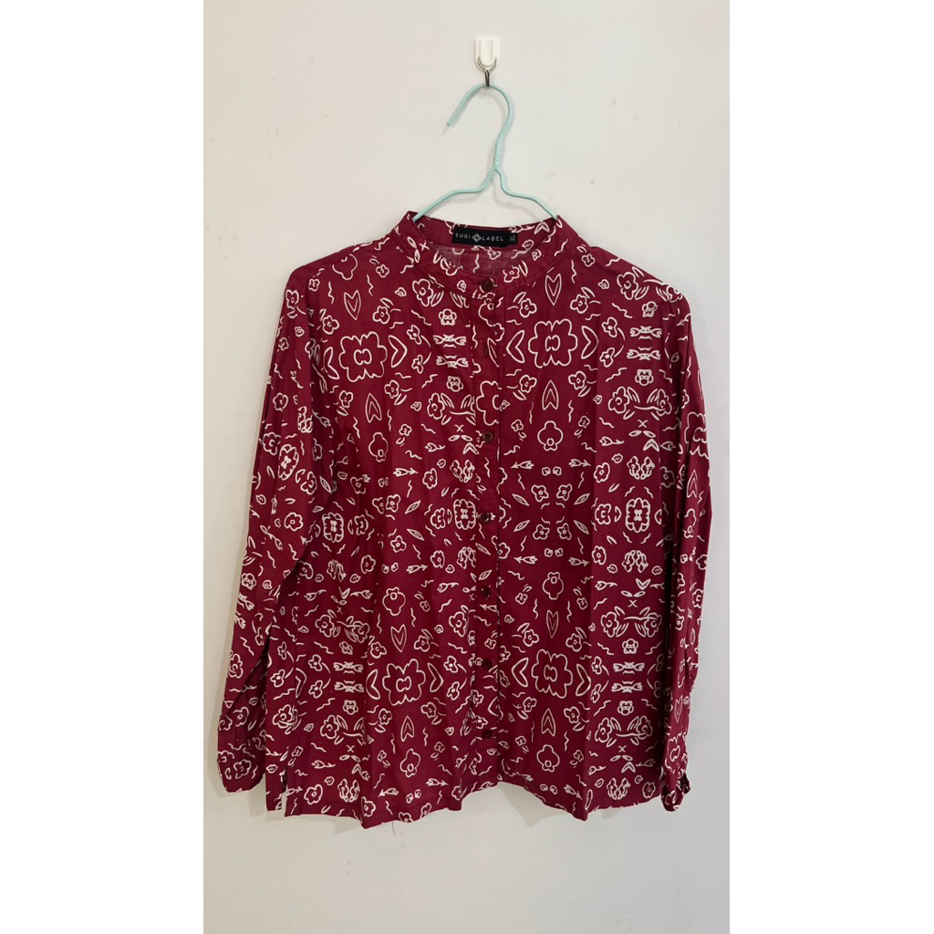 SEMESTA SHIRT FLORAL MAROON BY SUGI LABEL