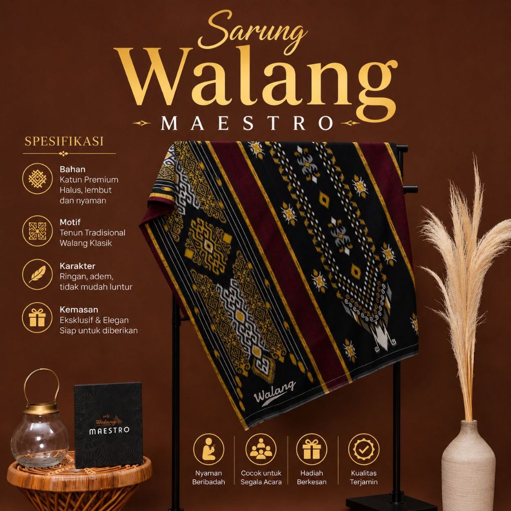 Sarung Walang Maestro Viscose Songket Rayon- Viscose Blend Adem Elegant Nyaman Premiuma