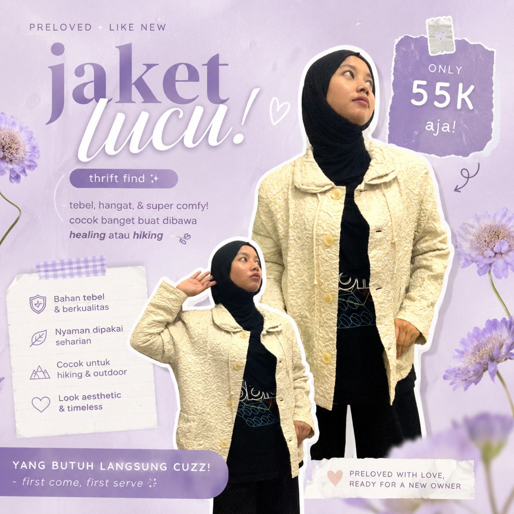 Quilted Jacket Beige/Jaket Bromo/Jaket Naik Gunung/Jaket Musim Dingin/Jaket wanita