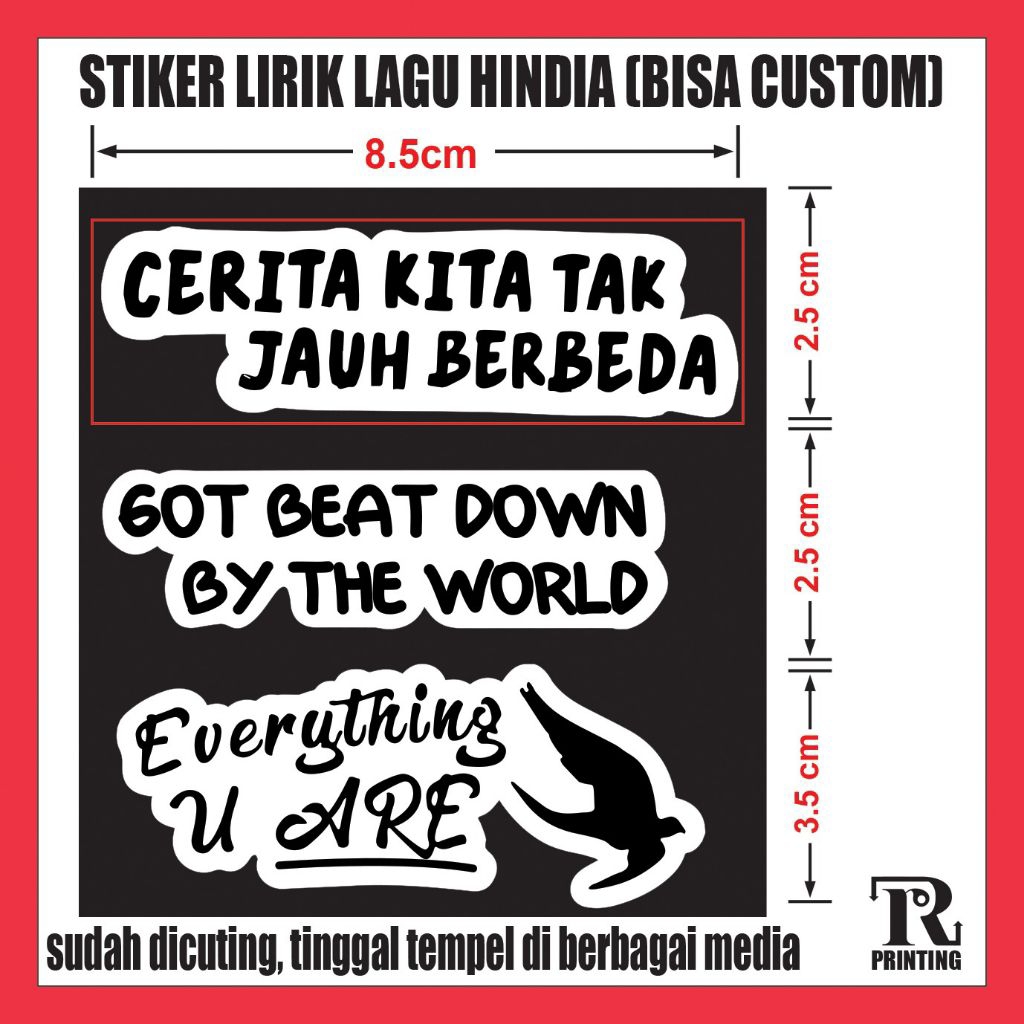 STIKER LIRIK LAGU HINDIA EVERYTHING U ARE