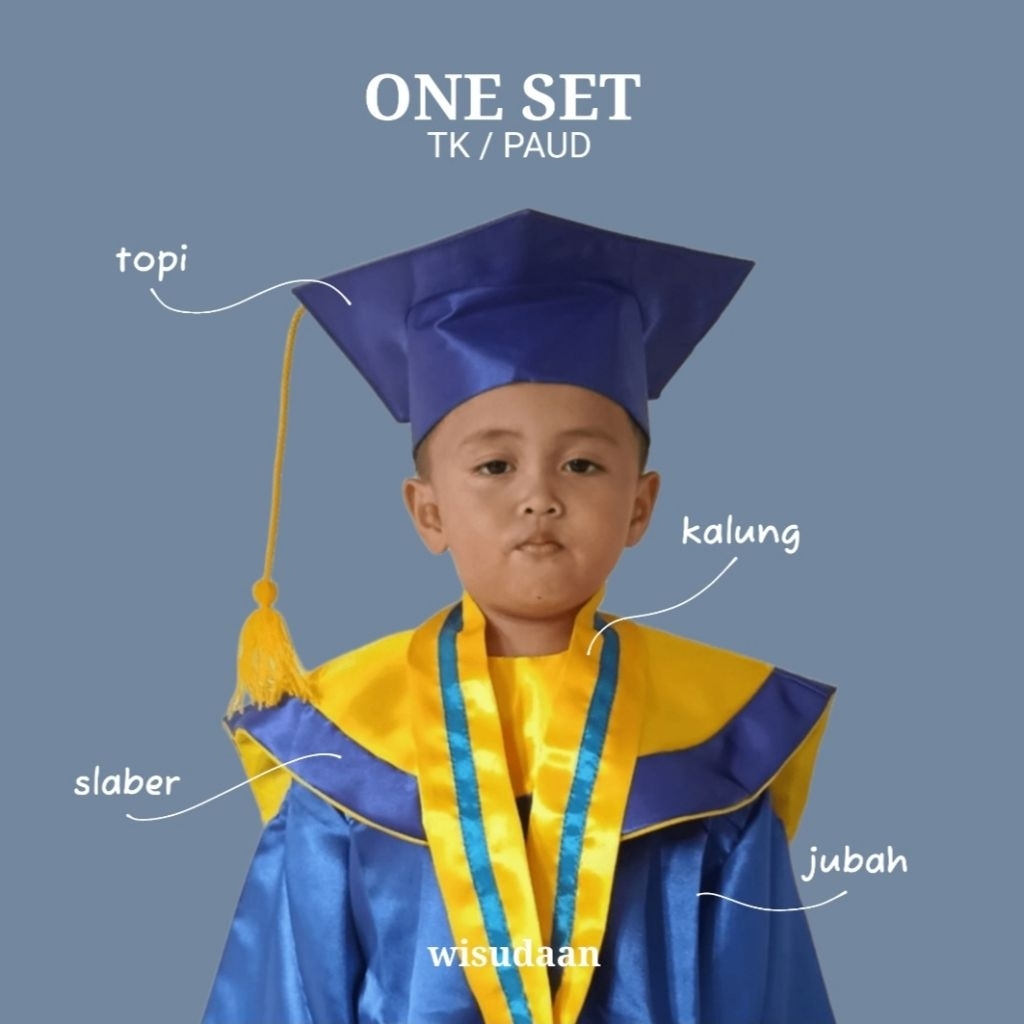 ONE SET Toga TK/PAUD Toga Anak toga wisuda anak jubah wisuda perlengkapan wisuda aksesoris wisuda ju