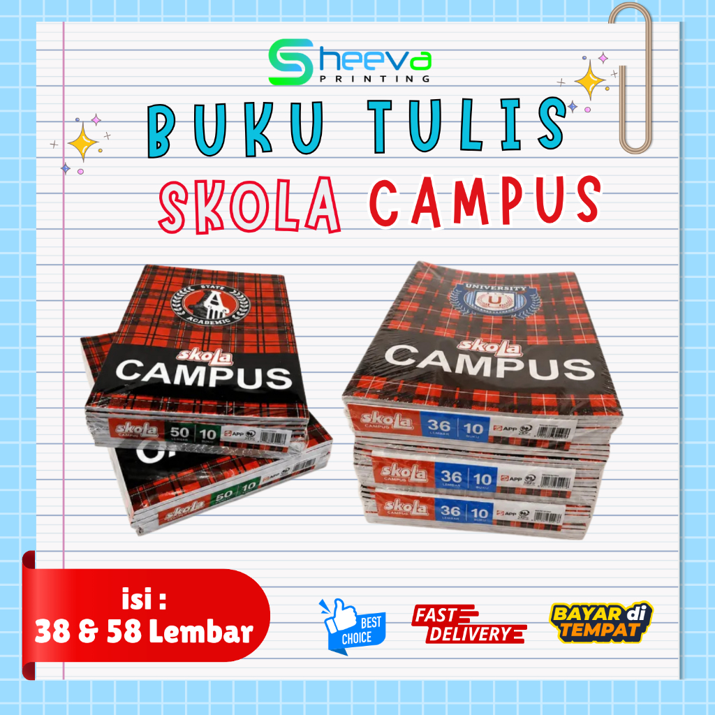 BUKU TULIS SKOLA CAMPUS ISI 36 & 50 LEMBAR / BUKU TULIS MAHASISWA / BUKU TULIS PELAJAR / BUKU TULIS 
