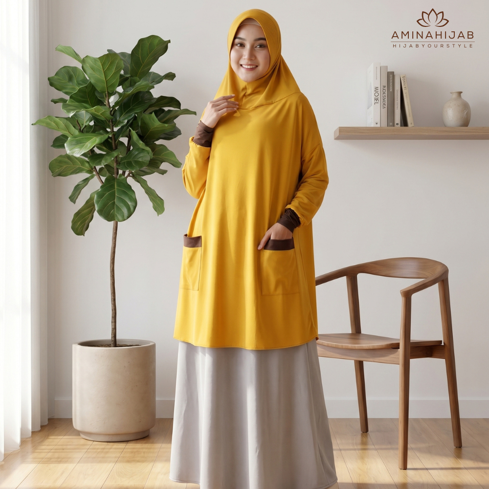 Aminahijabs - Hijab Khimar Instan Jilbab Jumbo Lengan Panjang Jersey Premium Khalissa