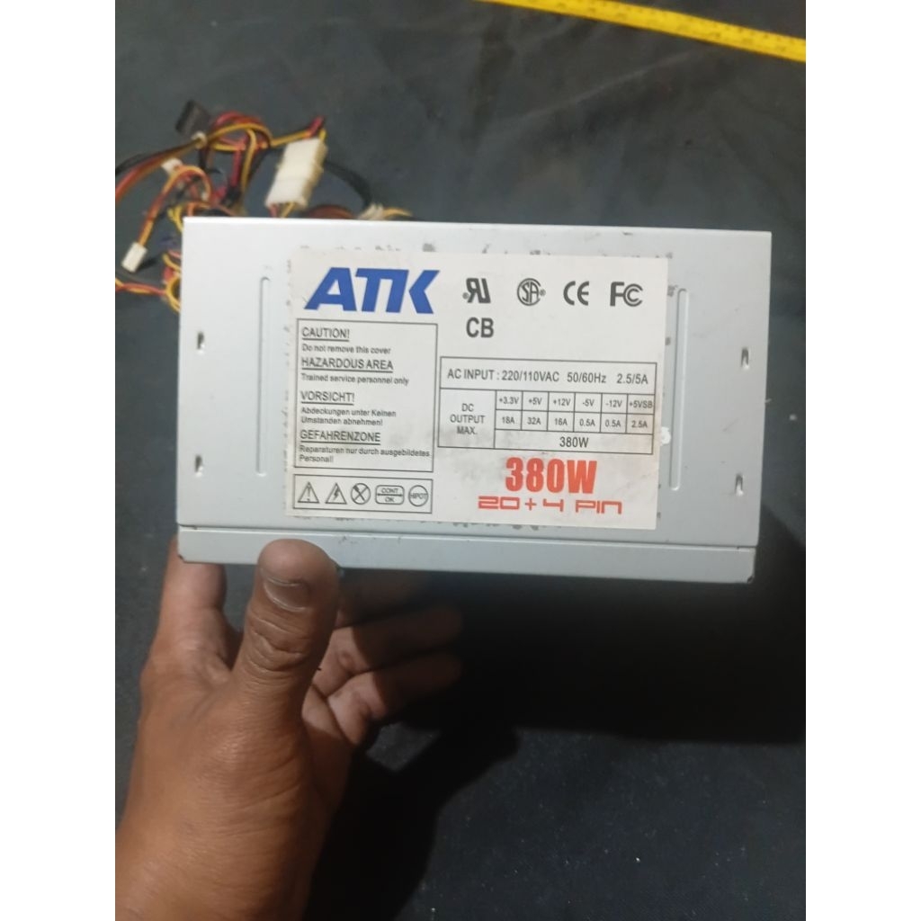 power supply psu atk PC 380 watt bekas
