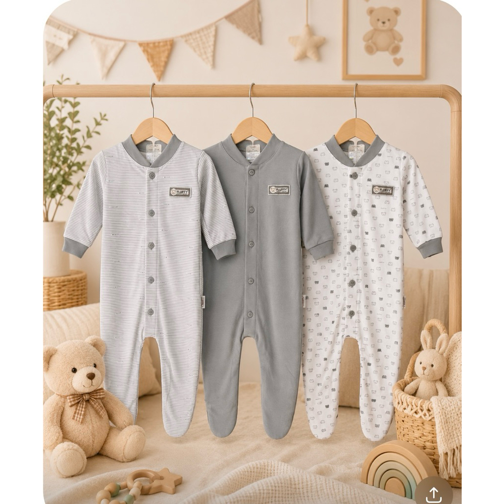 FLUFFY sleepsuit bayi newborn merk fluffy fluffy baby wear baju bayi fluffy UKURAN S