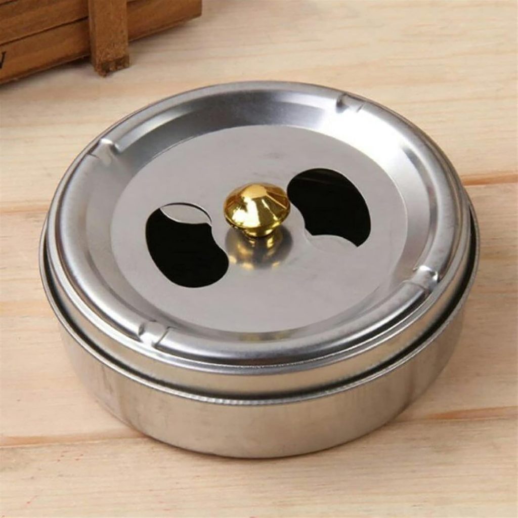 Asbak Rokok Unik Bungkus Rokok Asbak Stainless Portable Enclosed Rotasi Buka Tutup