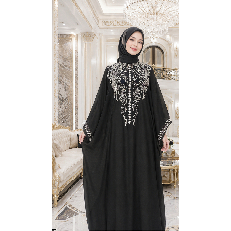 Kaftan Znb Wanita Lebaran 2026 Mewah Seruty baby doll Premium Motif Payet - Adem, Nyaman, dan Elegan
