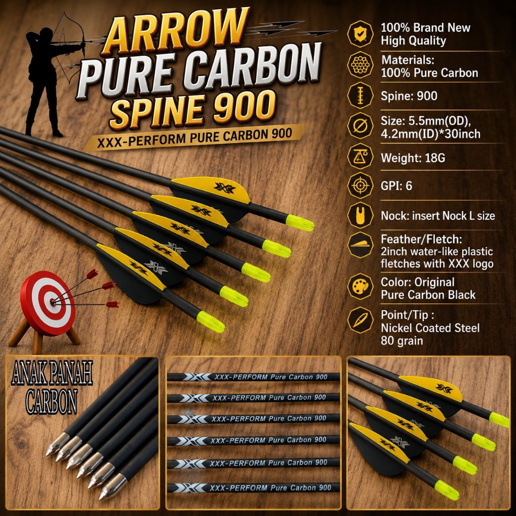 XXX-PERFORM Pure Carbon Arrow Spine 900 30 Inch - Arrow Carbon Recurve Compound