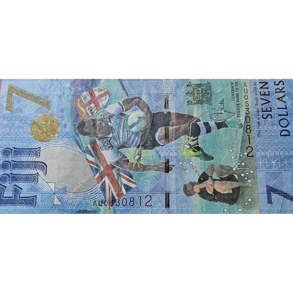 super langka jarang #Uang Asing Negara fiji 7 dollar commemorative piala dunia kondisi AXF utuh dija