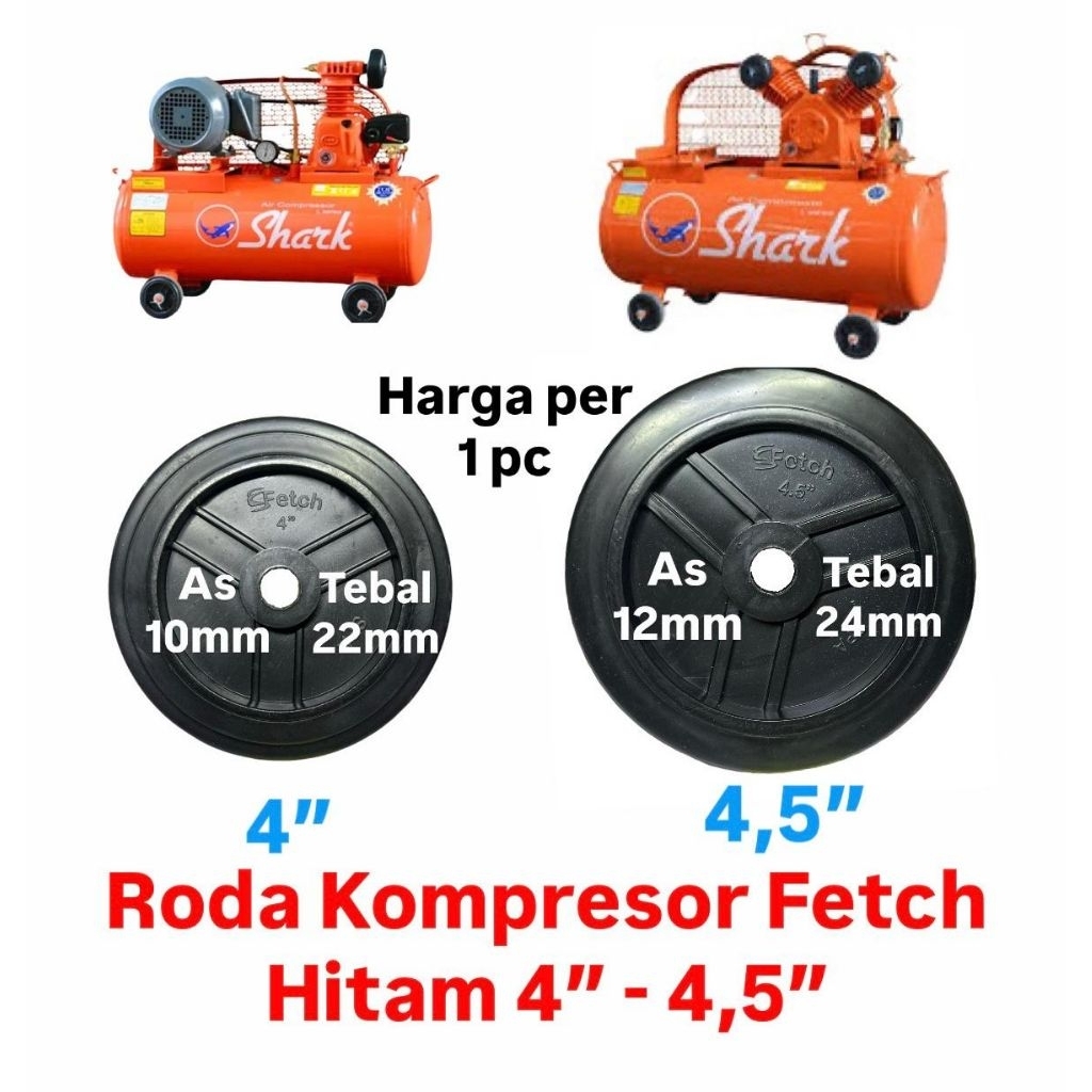 FETCH Roda Hitam plastik  Kompresor Shark 1/4pk 1/2pk 1pk 2pk