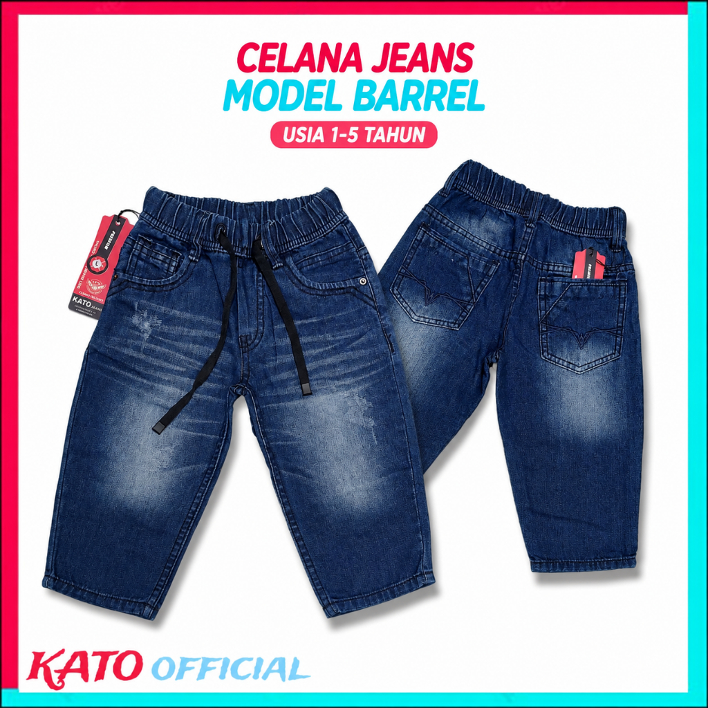 Celana Panjang Anak Laki-laki Model Barrel, Jeans Anak Terbaru KATO-Fashion Usia 1-5 Tahun Model Tre