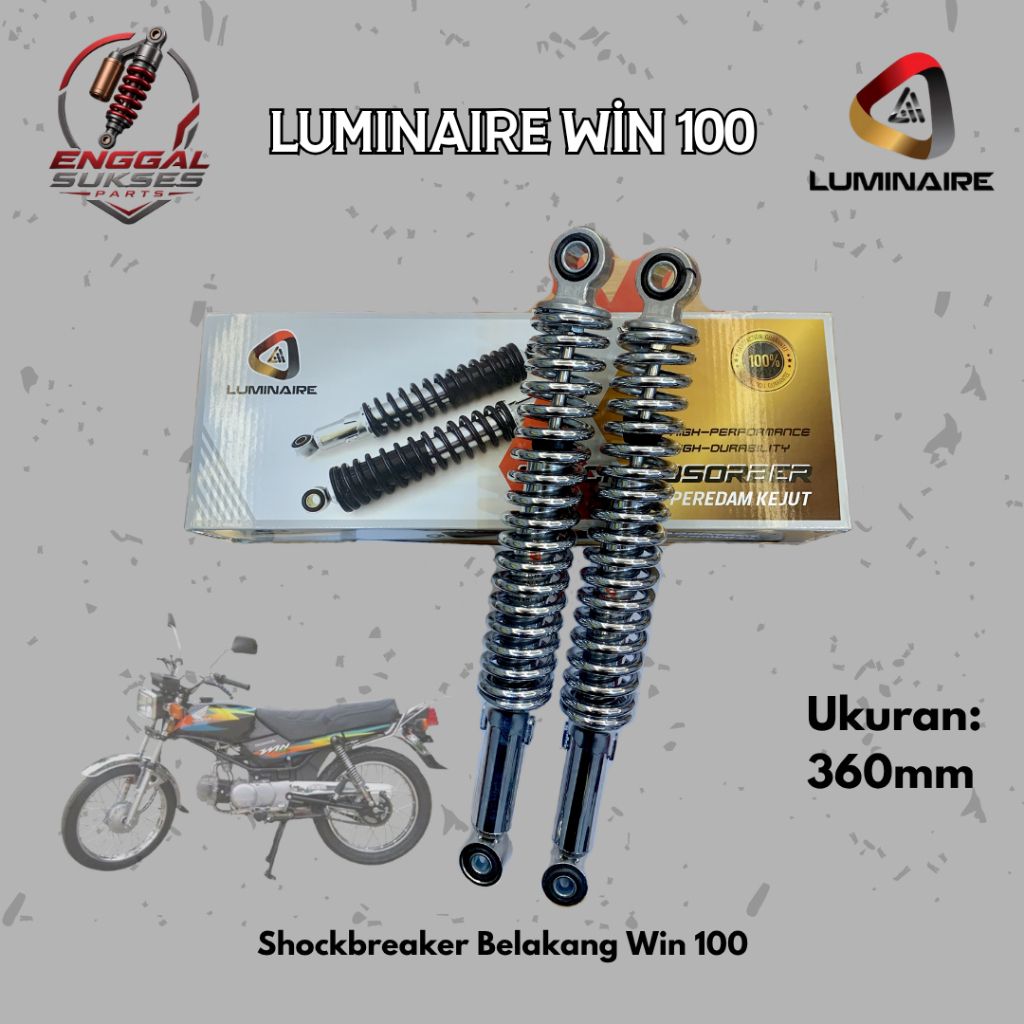 Shockbreaker Belakang Win 100 Standar Original Luminaire UK360mm | 1 Pasang (Kanan & Kiri)