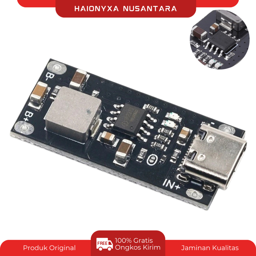 Modul Fast Charging IP2312 USB TYPE C 3A Polymer Ternary Lithium Battery 18650 Modul IP2312 Charger 
