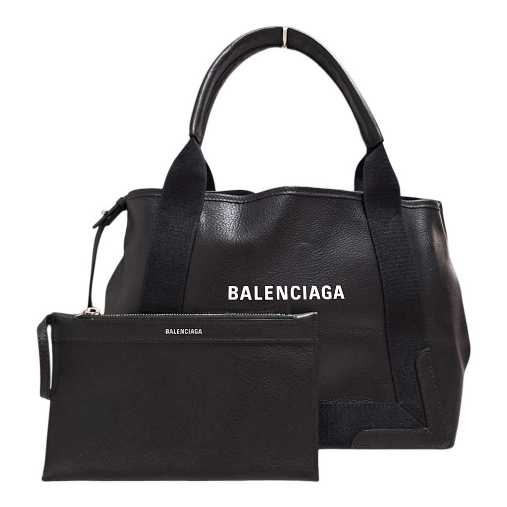 Preloved Balenciaga Cabas Tote Black Leather Authentic