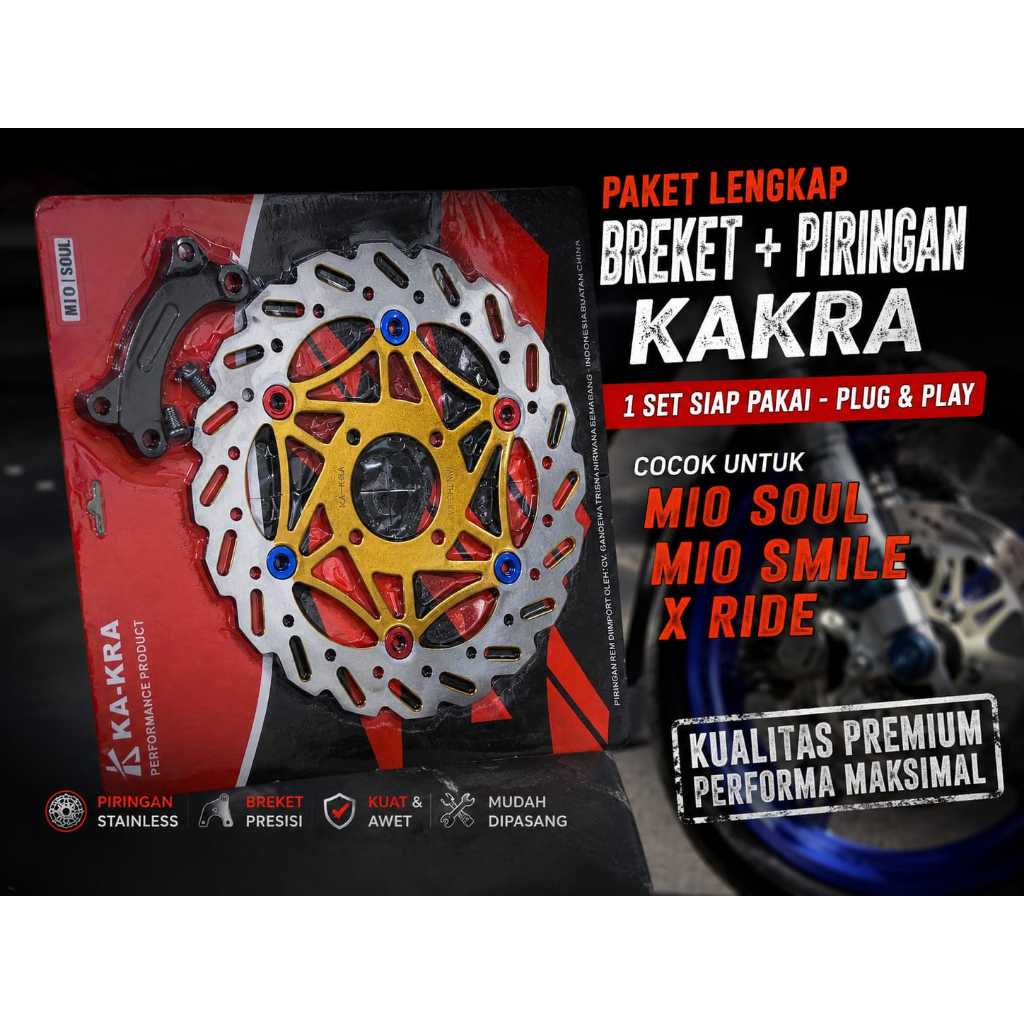 Disc Brake 260 MM Copy Psm Ktc Piringan Cakram 260mm Gerigi Lubang 4 Plus Breket pnp Mio Soul Mio Sp