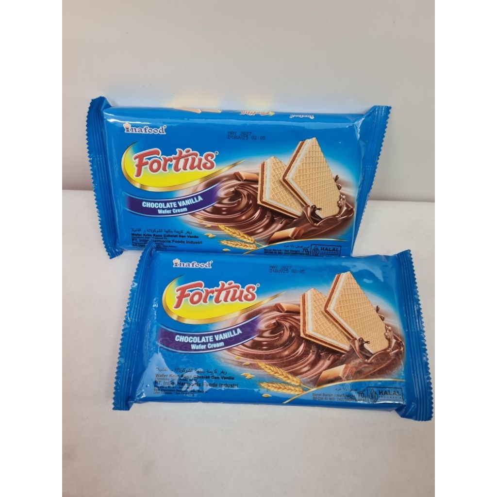 Wafer Inafood Fortius, cemilan renyah 70g