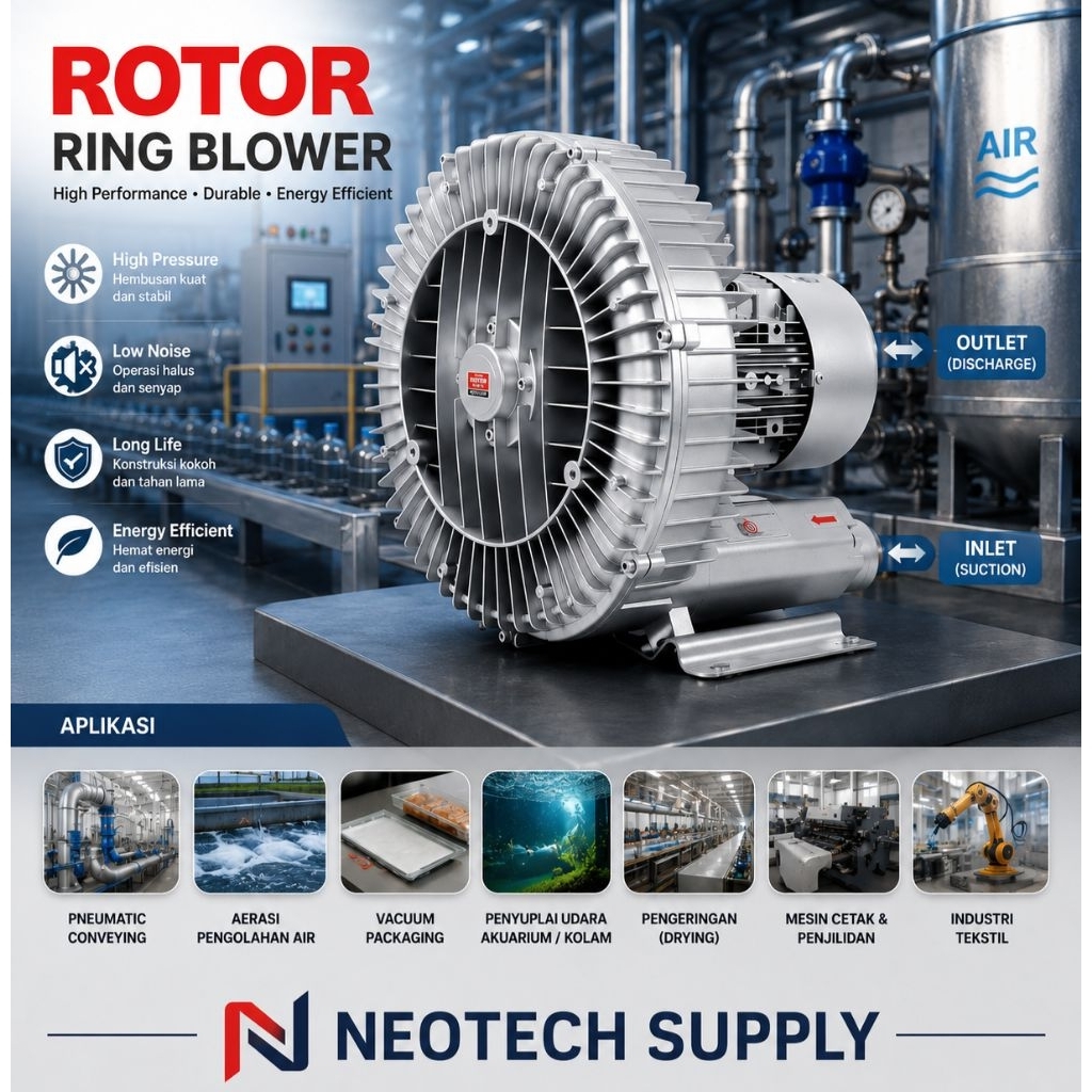 Ring Blower 10Hp Rotor Tambak Ipal Vortex ROTOR HB-7500 RING BLOWER