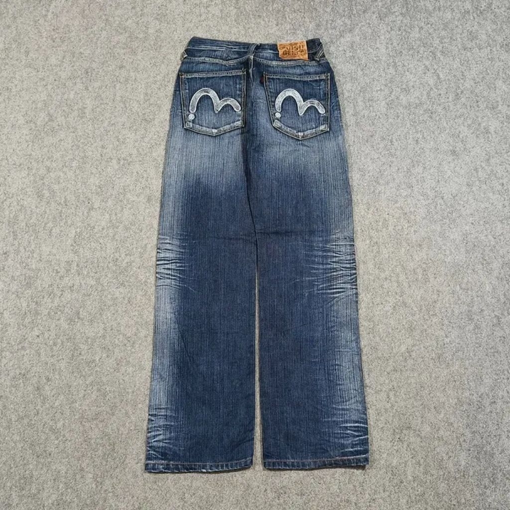 Celana Baggy jeans panjang pria EVISU size 28 second