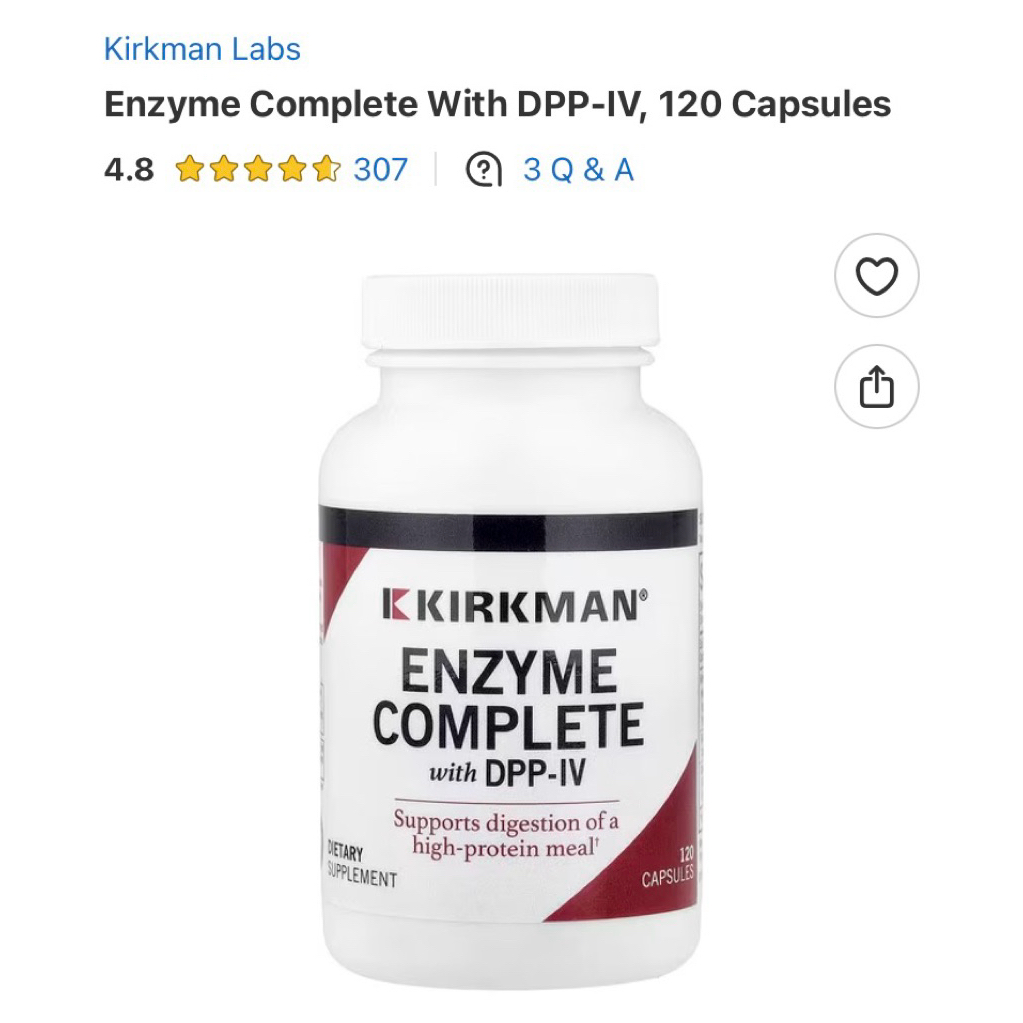 100% ori Kirkman Labs Enzyme Complete with DPP IV 120 capsule