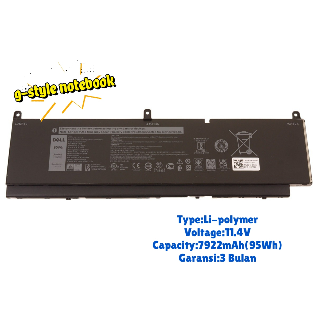 Baterai Laptop Dell PKWVM Original