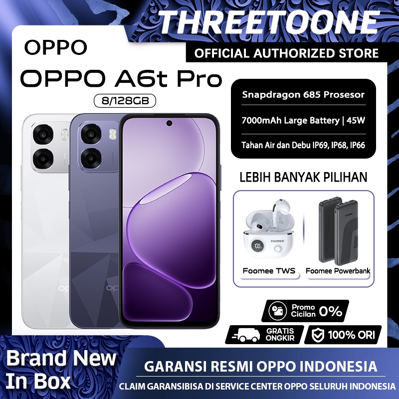 OPPO A6t Pro 8/128GB (8GB+8GB Extended RAM) Garansi Resmi HP Android Murah Terbaru 2026 Handphone