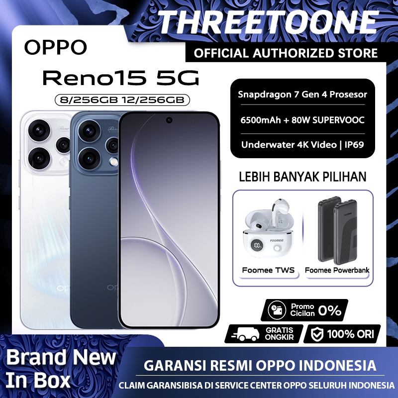 [NEW LAUNCH] OPPO Reno 15/Reno 15 F 5G 8/256GB 12/256GB Snapdragon 7 Gen 4 IP69 Garansi Resmi OPPO