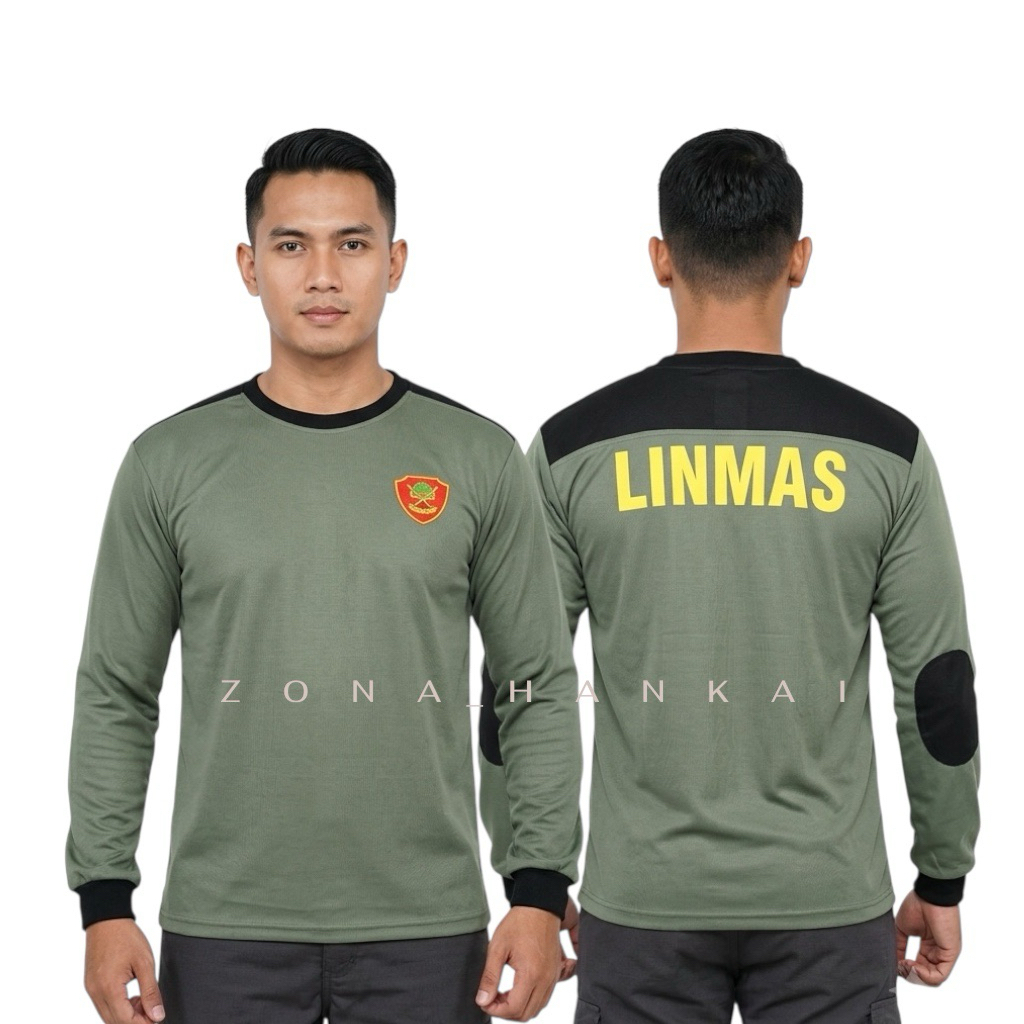Kaos LINMAS Decker Lengan Panjang Terbaru . Kaos Hansip Linmas Hijau Army Decker Panjang