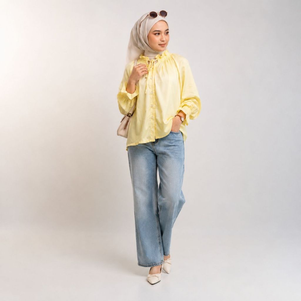 Cinesia Id Yasmine Kemeja Atasan Rayon Twill Oversize Dewasa Baju-Baju Casual