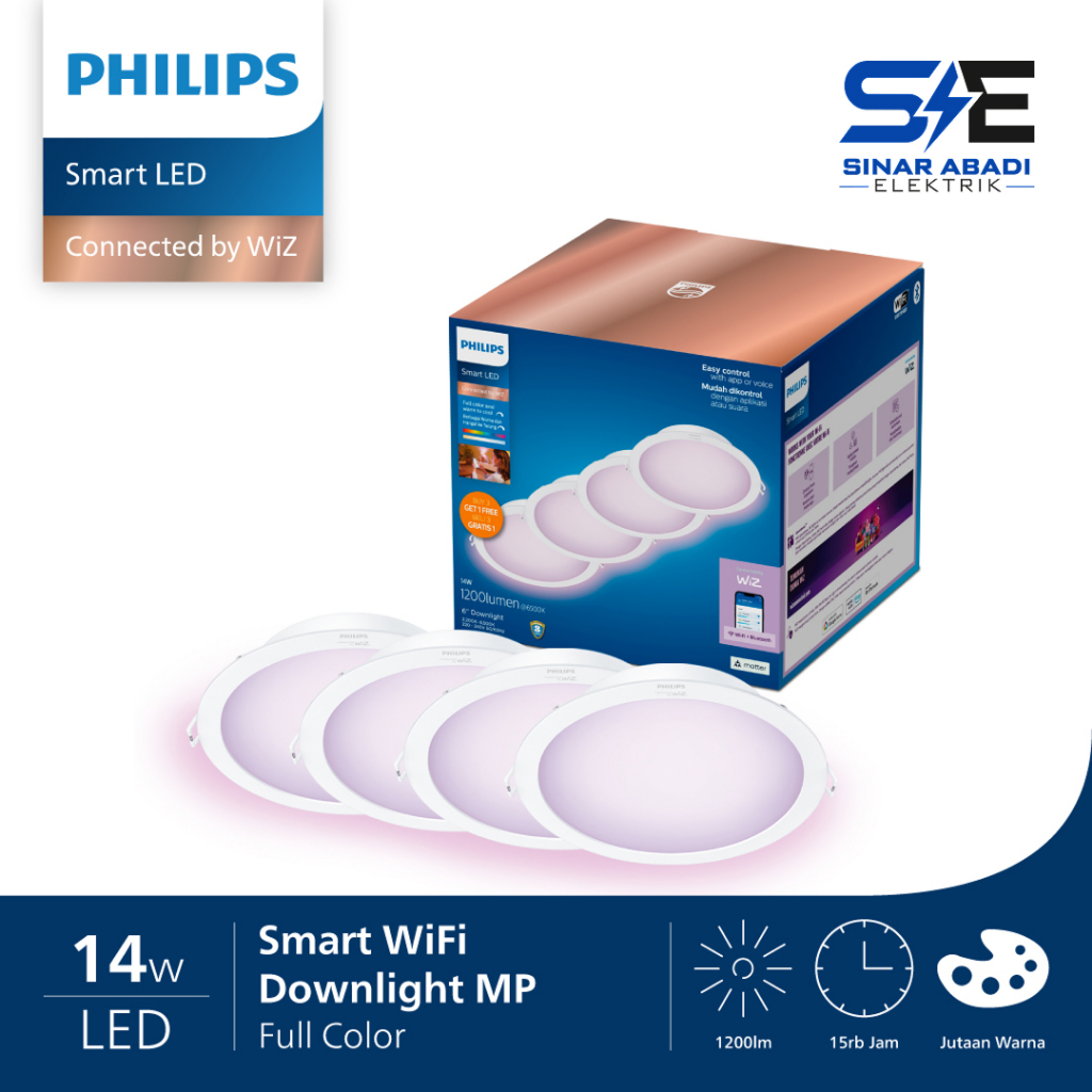 Lampu Downlight Philips Smart Wifi 14 watt