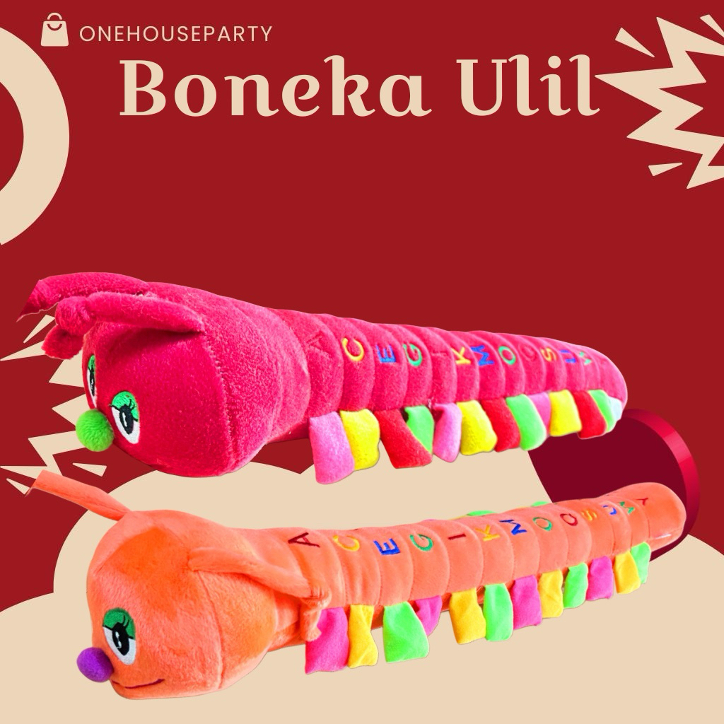 Boneka Ulil Jumbo Panjang 80 cm, boneka ULAT lucu  mobil SNI ulil besar One House Party