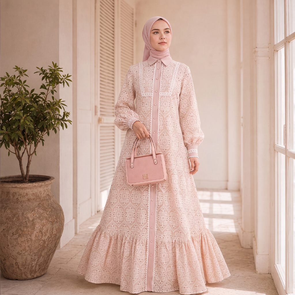 MANDJHA Astella Dress By IVAN GUNAWAN - Busana Muslim Gamis Modest ORIGINAL