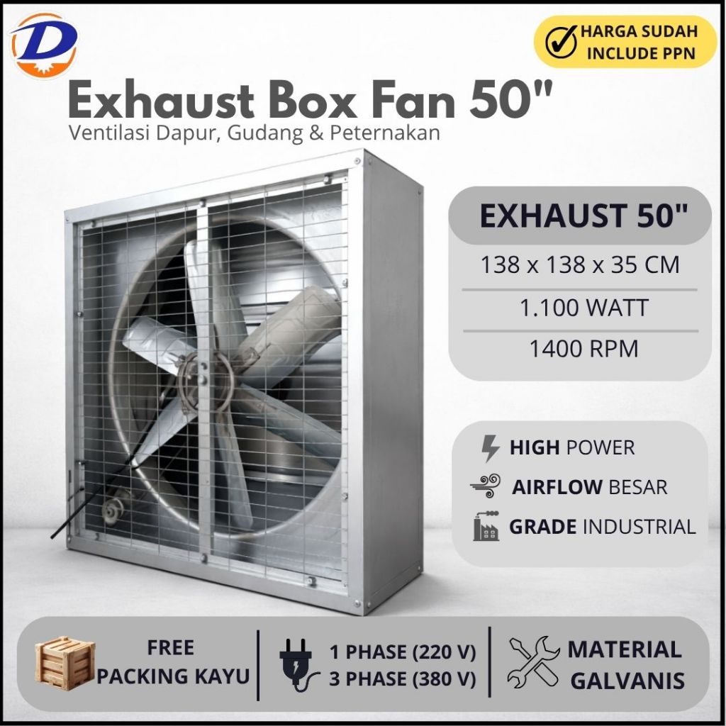 [ BEST SELLER ] EXHAUST BOX FAN 50 INCH GALVANIS -  Cocok untuk kandang ayam || Industrial || Restor