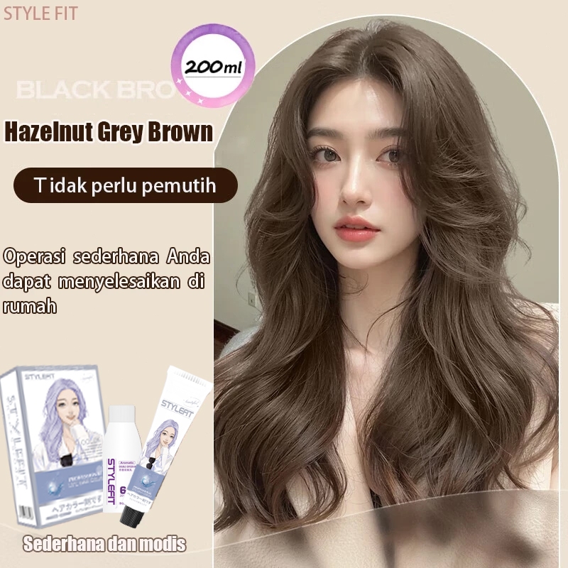 [Tidak perlu pemutih] STYLE FIT Coklat hazelnut cat rambut 200ML, yang dapat secara efektif menutupi