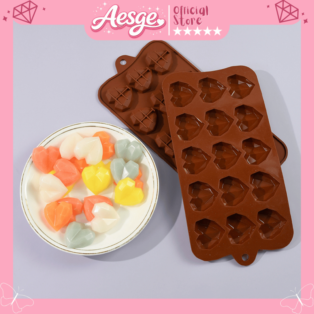 AESGE Cetakan Love Silikon BPA Free Tahan Panas Coklat Pudding Agar-Agar Susu Es / cetakan puding / 