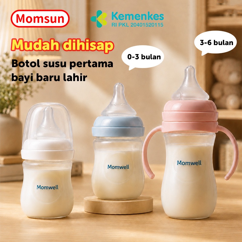 Mom Sun Botol Susu bayi BPA Free Anti Bocor Botol Minum Bayi 150ML/260ML/330ML Dot Bayi Botol Susu B