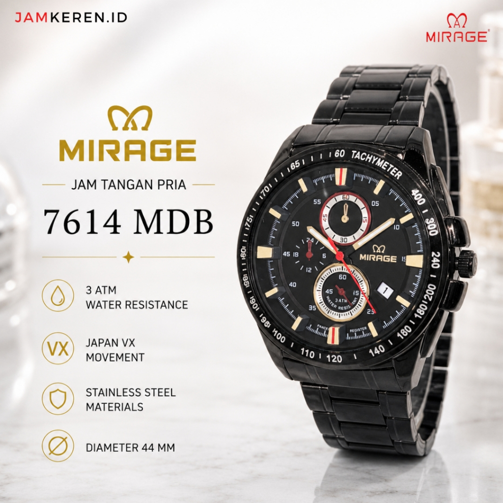 Mirage | Jam Tangan Pria | Jam Tangan Pria Anti Air | Jam Tangan Cowok - Mirage 7614 MD Original