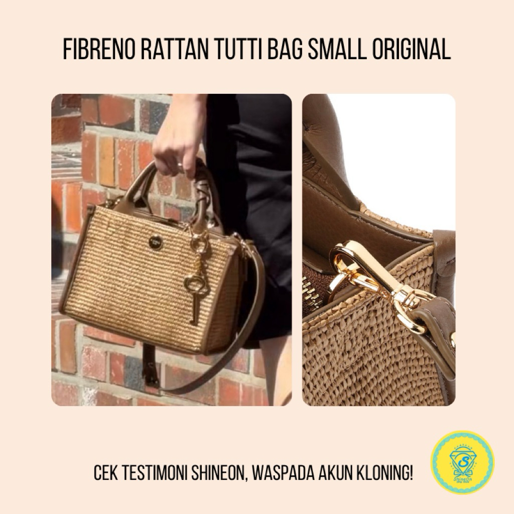 Original FIBRENO Rattan Tutti Bag Small + Strap