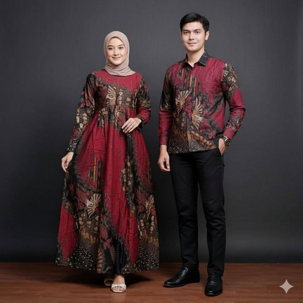 Gamis busui batik couple keluarga moderen terbaru set couple keluarga gamis jumbo moderen