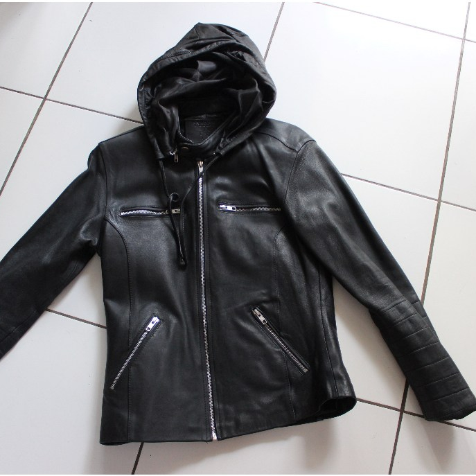 Leather Hoodie - Jacket kulit Wanita