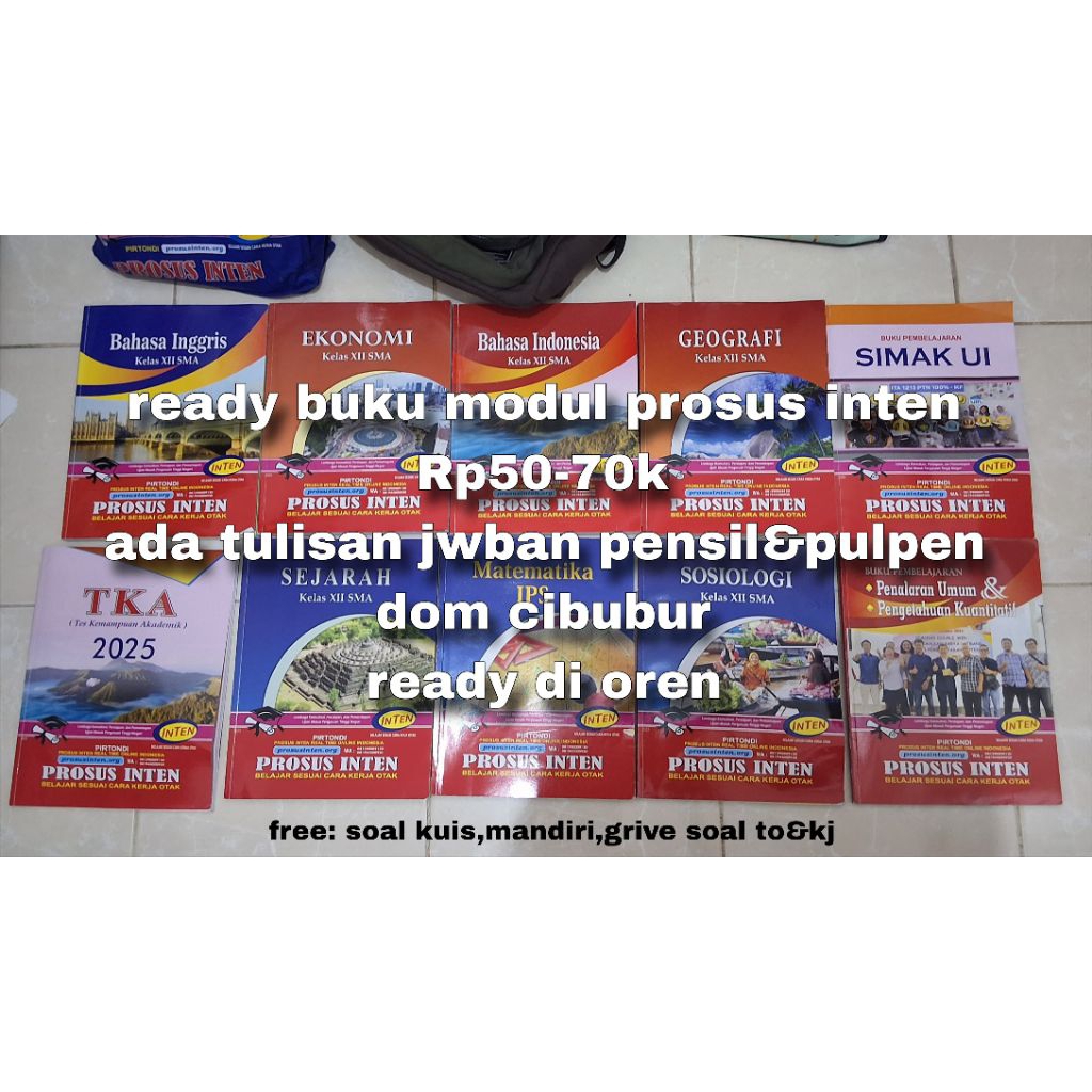 preloved buku modul inten 2026 soshum tka matpel murah