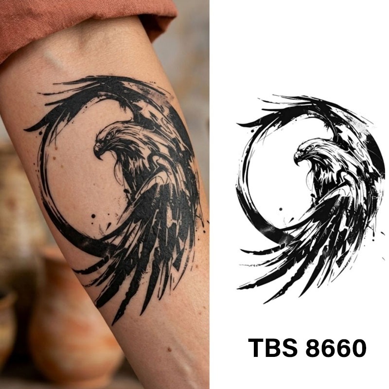 Tato Temporer Motif TBS 8660 RAJAWALI | Tatto SEMENTARA tahan air TATO TEMPEL size 19x12 cm