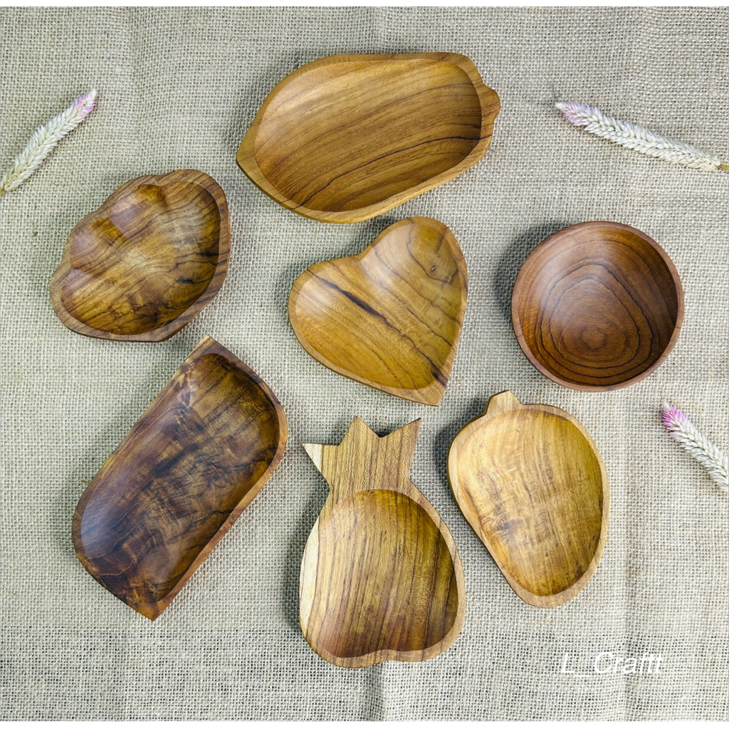 piring kayu/piring kayu jati set/piring saji/piring karakter/piring mini motif kayu jati