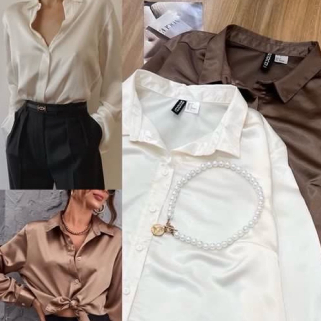 PRELOVED SATIN SHIRT HM kemaja satin