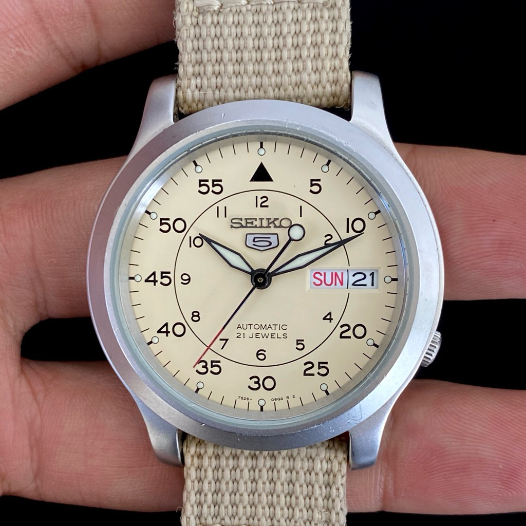 Seiko 5 Military SNK803K2 Beige Cream Dial 7S26-02J0