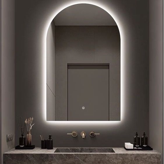 cermin oval led / wastafel mirror / led touchscreen / meja rias makeup / led mirror / aesthetic mirr
