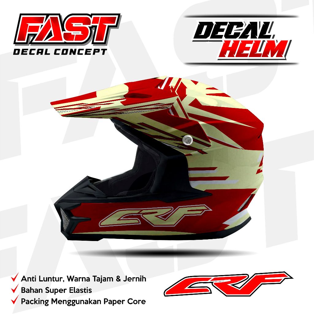 Decal stiker helm CRF Cross Motif Gradasi Racing MotoCross Livery HELM CRF Design For Offroad Sticke