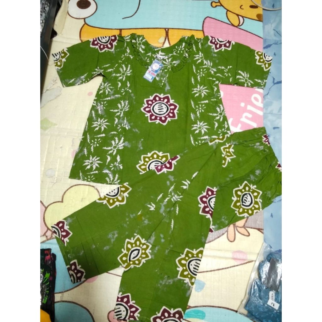 cp batik Alvin  abg lengan 3/4 celana panjang
