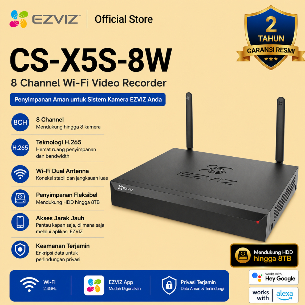NVR EZVIZ 8 CHANNEL X5S 8W NVR WIRELESS EZVIZ DUAL ANTENNA